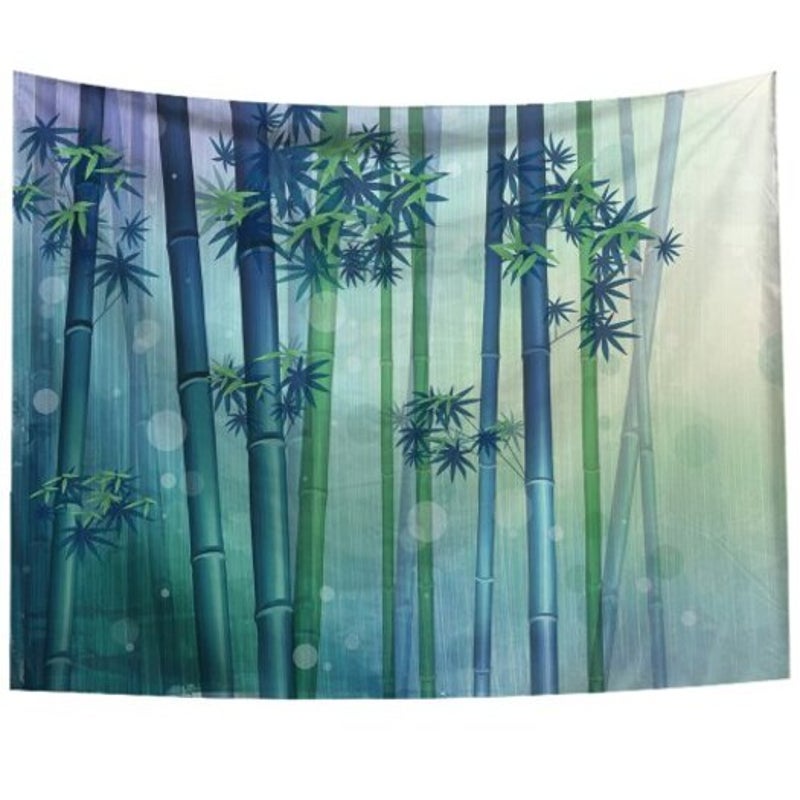 3D Digital Printing Cartoon Bamboo Forest Creative Home Art Tapestry Blue Koi W51 X L59 Inch