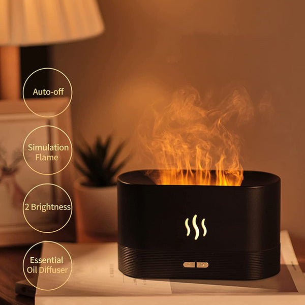 3D Flame Oil Diffuser Air Humidifier Noiseless Mist Aroma
