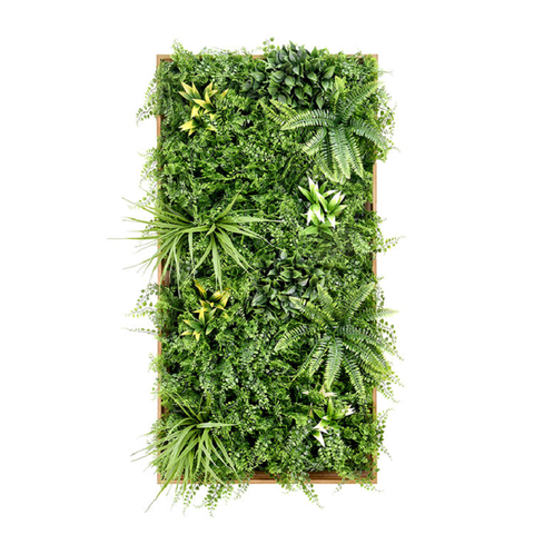 3D Green Artificial Plants Wall Panel Flower With Frame Vertical Garden Uv Resistant 50X100cm