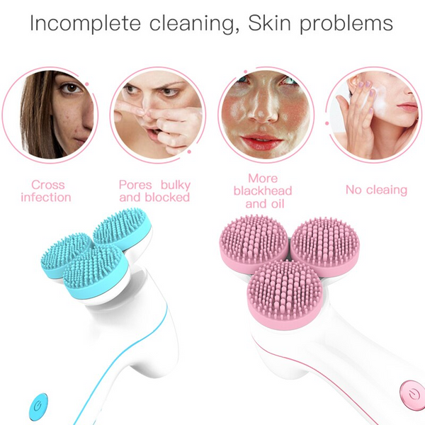 3D Massage Cleansing Instrument Electric Artifact Silicone Washer Massagers
