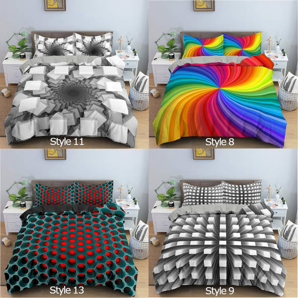 3D Printed Psychedelic Illusion Modern Colourful Queen Quilt Cover Set Quilt Covers