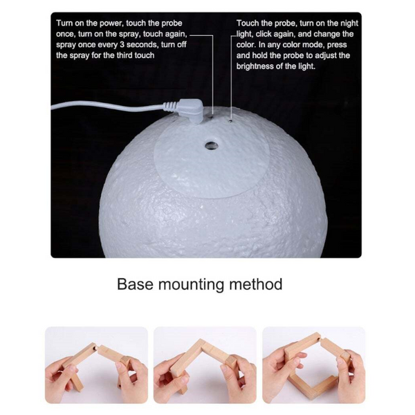 3D Moon Light Air Humidifier 880Ml Diffuser Aroma Essential Oil Usb Ultrasonic Night Cool Mist Maker Purifier Humidifiers