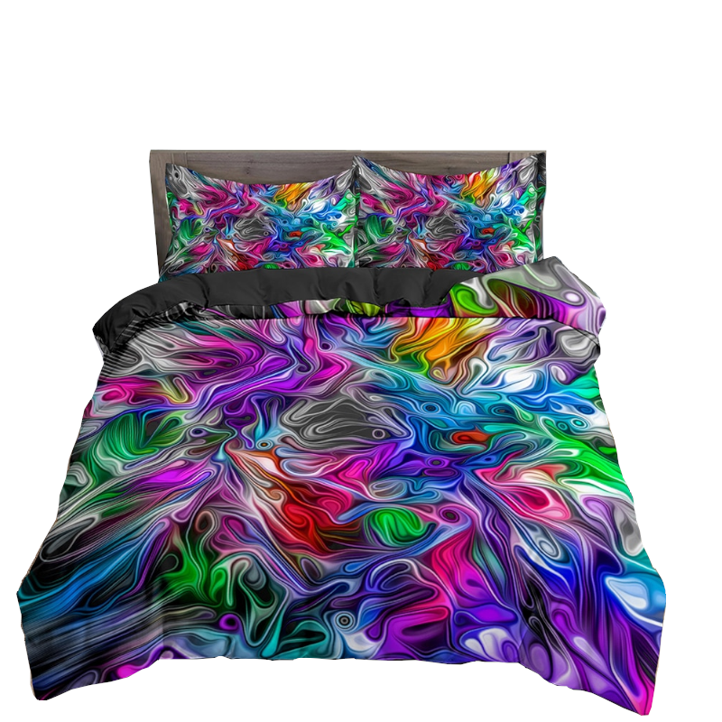 3D Printed Psychedelic Illusion Modern Colourful Queen Quilt Cover Set Quilt Covers