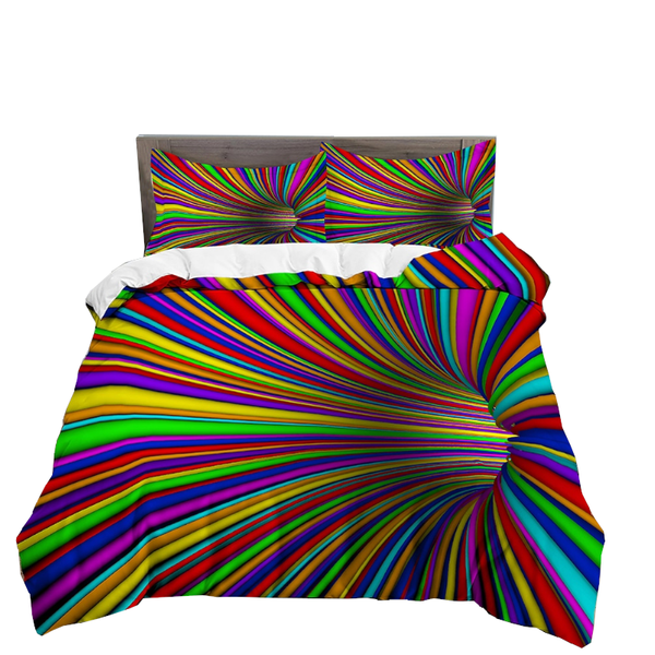 3D Printed Psychedelic Illusion Modern Colourful Queen Quilt Cover Set Quilt Covers