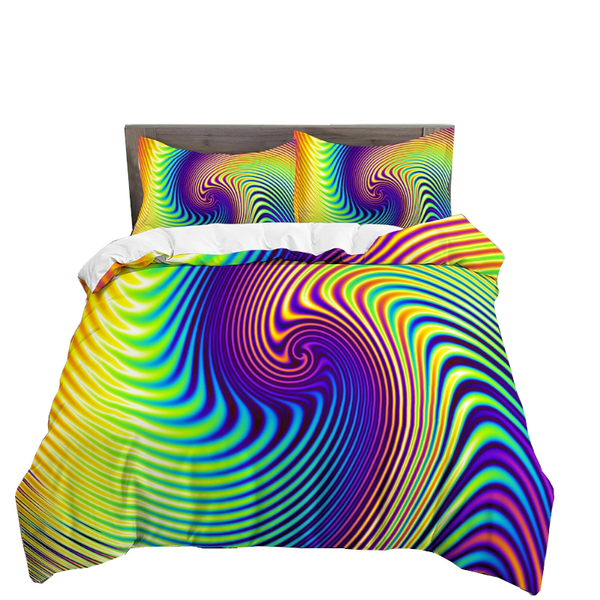 3D Printed Psychedelic Illusion Modern Colourful Queen Quilt Cover Set