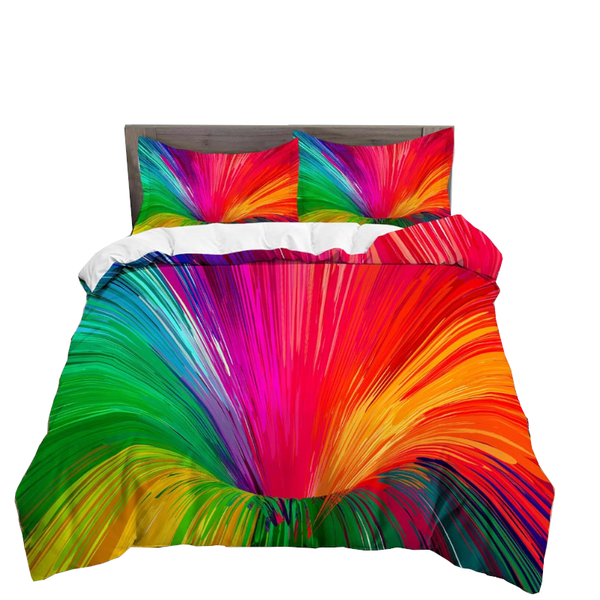 3D Printed Psychedelic Illusion Modern Colourful Queen Quilt Cover Set Quilt Covers