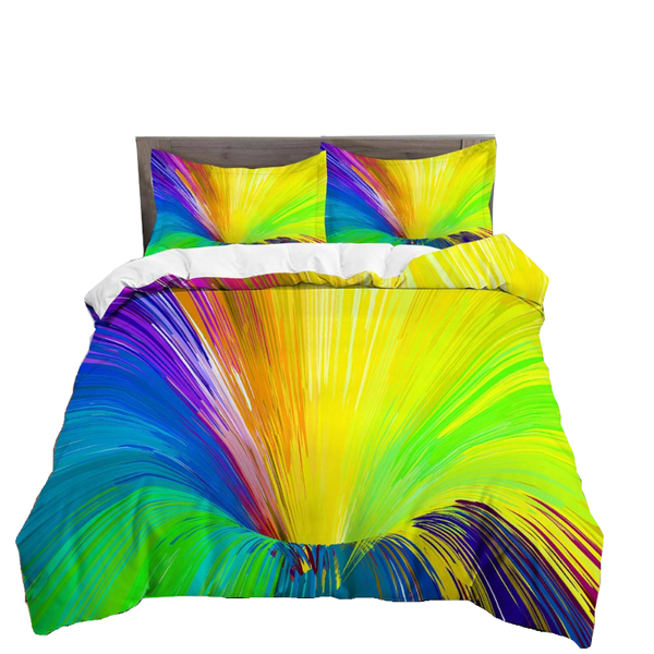 3D Printed Psychedelic Illusion Modern Colourful Queen Quilt Cover Set Quilt Covers