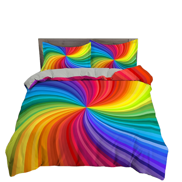 3D Printed Psychedelic Illusion Modern Colourful Queen Quilt Cover Set Quilt Covers