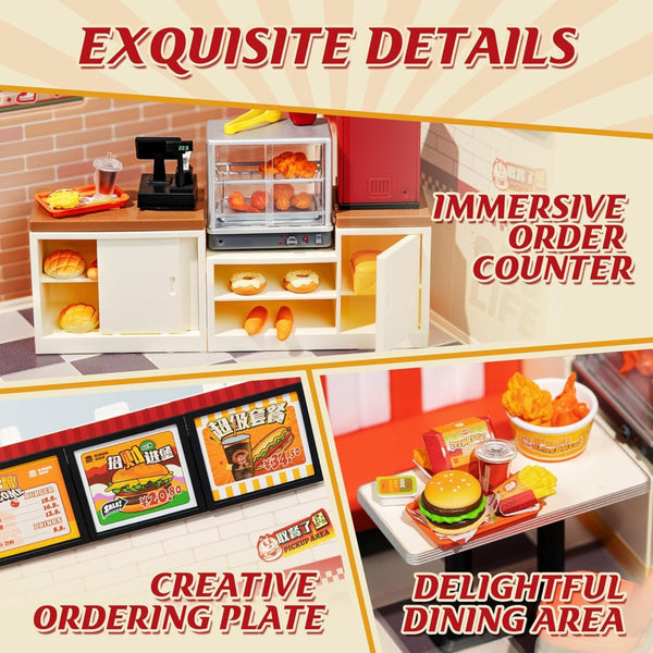 Diy Miniature Dollhouse Kits Yum Burgers With Led Building Craft Dw010 Doll Houses