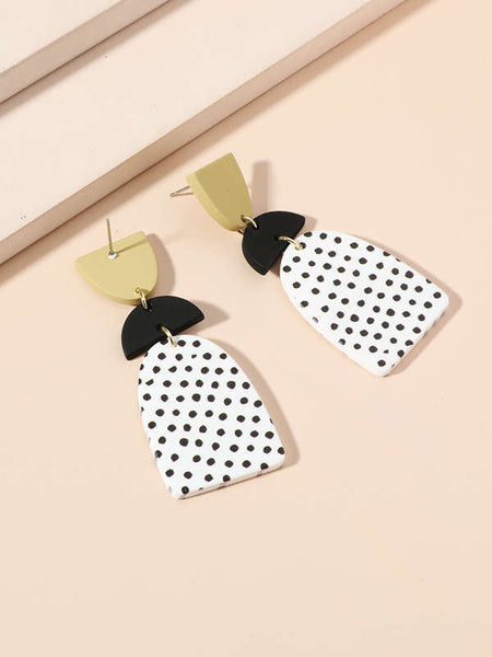 Veile Studios Shapes And Spots Dotty Black White Print Earrings