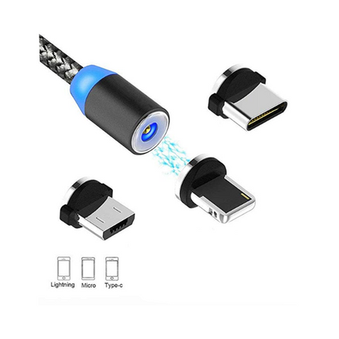 Magnetic Usb Charging Cable 3 In 1 Charger With Led For Apple Micro Type Chargers & Cradles