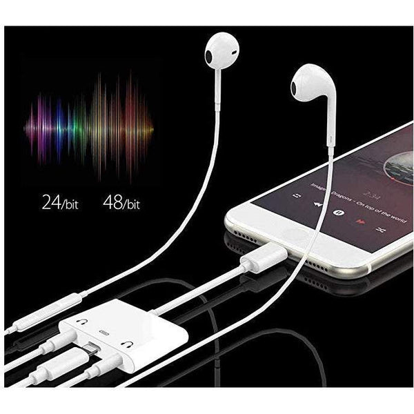 Mobile Phone 3 In 1 Dual Dc3.5Mm Audio Charging Adapter Converter / Splitter Earphone Jack Charger Cable For Iphone X 8 8Plus 7 7Plus 6 6Plus Ipad Air Pro Support Ios11.2