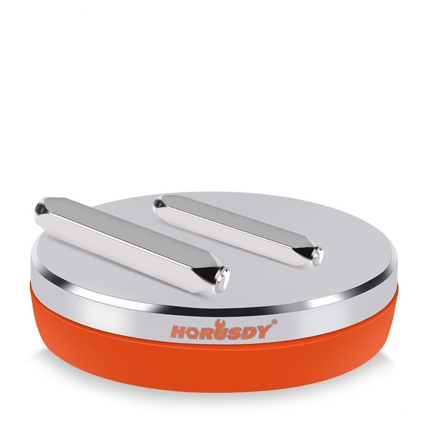 Horusdy 3" Steel Bench Block Round Jewelry Stamping Tool Mirror Polishing With 2 Punches Other Tools