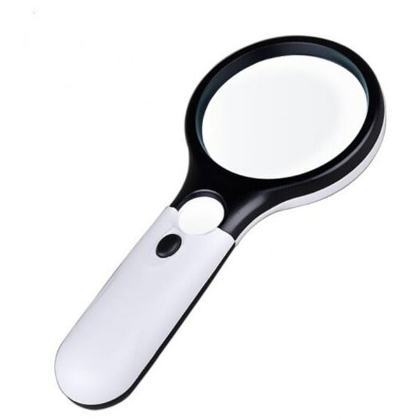 3Led Light 3X 45X Handheld Magnifier Reading Magnifying Glass White Low Vision Magnifiers
