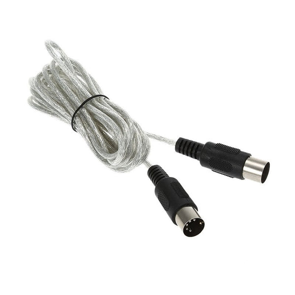 3M / 10Ft Midi Extension Cable 5 Pin Plug Male To Connector Silver For Devices White