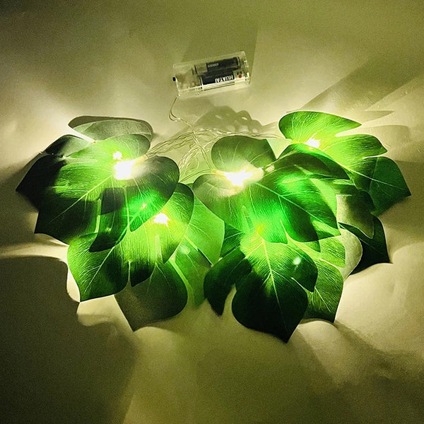 3M 20Led Artificial Hanging Plant Fake Monstera Leaf String Lights Wedding Home Decor