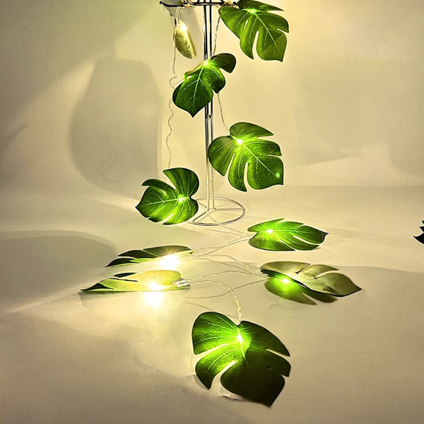 3M 20Led Artificial Hanging Plant Fake Monstera Leaf String Lights Wedding Home Decor