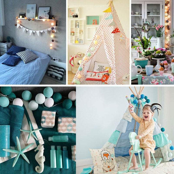 Indoor 3M 20Led Battery Powered Cotton Ball String Lights