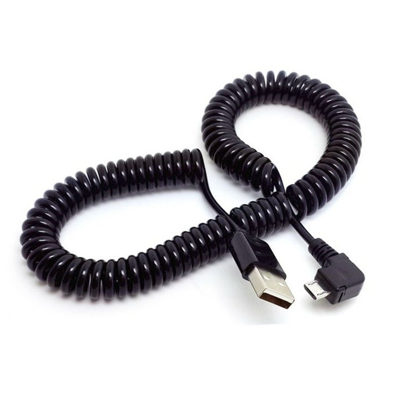 3M 90 Degree Angle Elbow Micro Usb Spring Spiral Coiled Retractable Data Charger Charging Cable For Samsung Andriod Phones Cables & Adapters