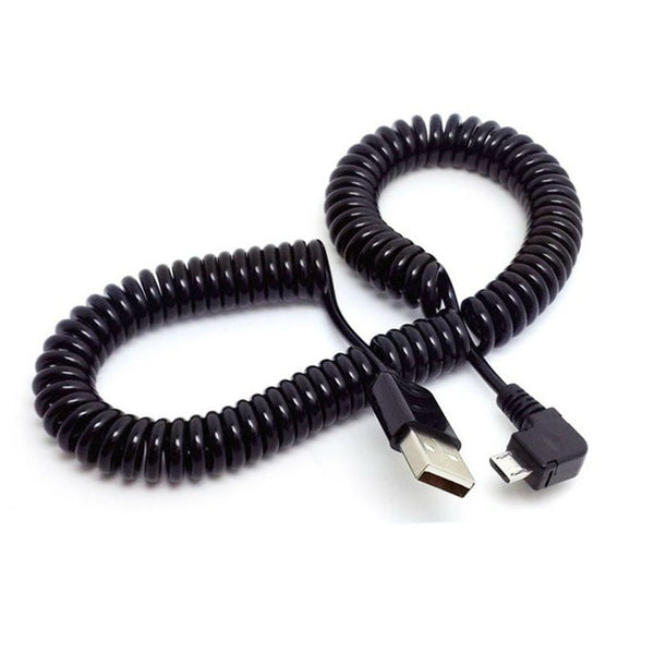 3M 90 Degree Angle Elbow Micro Usb Spring Spiral Coiled Retractable Data Charger Charging Cable For Samsung Andriod Phones Cables & Adapters