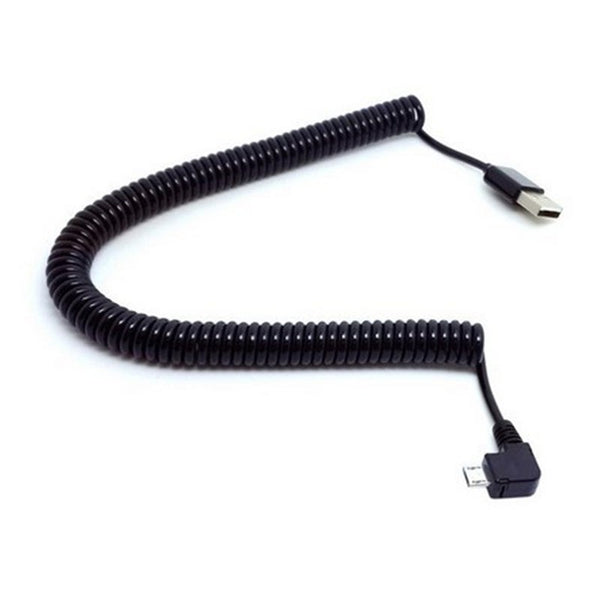 3M 90 Degree Angle Elbow Micro Usb Spring Spiral Coiled Retractable Data Charger Charging Cable For Samsung Andriod Phones