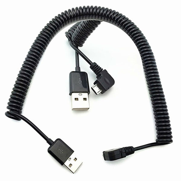 3M 90 Degree Angle Elbow Micro Usb Spring Spiral Coiled Retractable Data Charger Charging Cable For Samsung Andriod Phones