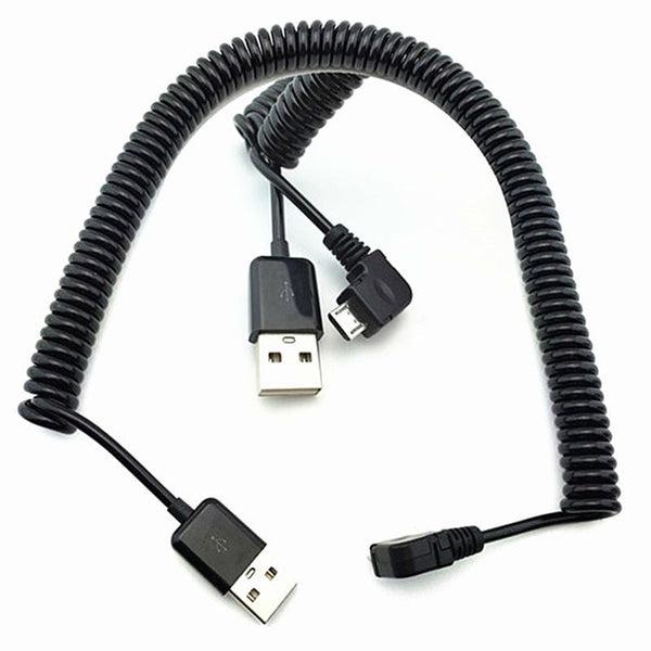3M 90 Degree Angle Elbow Micro Usb Spring Spiral Coiled Retractable Data Charger Charging Cable For Samsung Andriod Phones Cables & Adapters
