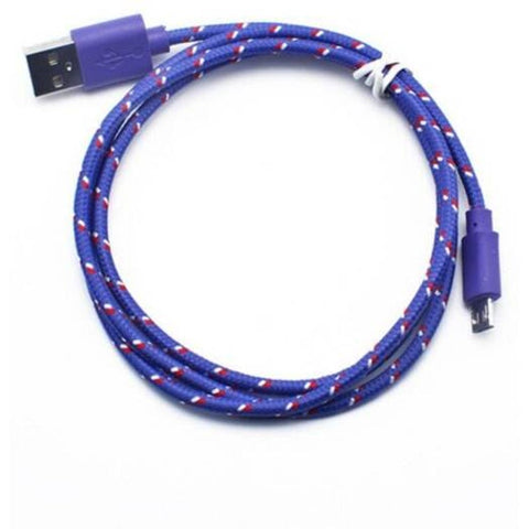 3M Braided Nylon Micro Usb Charger Sync Data Charging Cable Cord For Android Purple