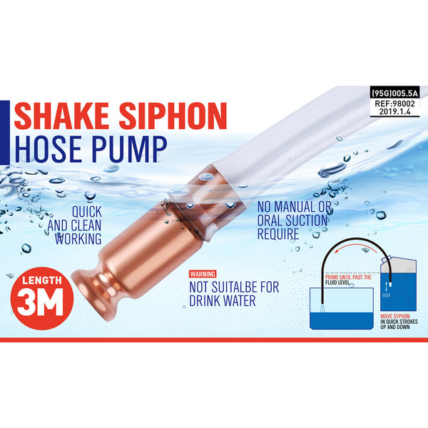 3M Self Priming Siphon Hose Water Jiggler Liquid Transfer Fuel Pump Copper