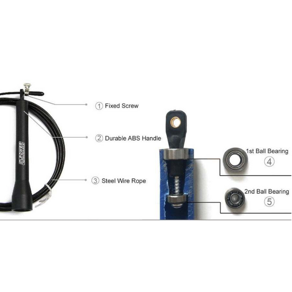 3M Speed Skipping Rope Double Ball Bearing Gym Fitness Jump With Spare Black Skip Jump Ropes