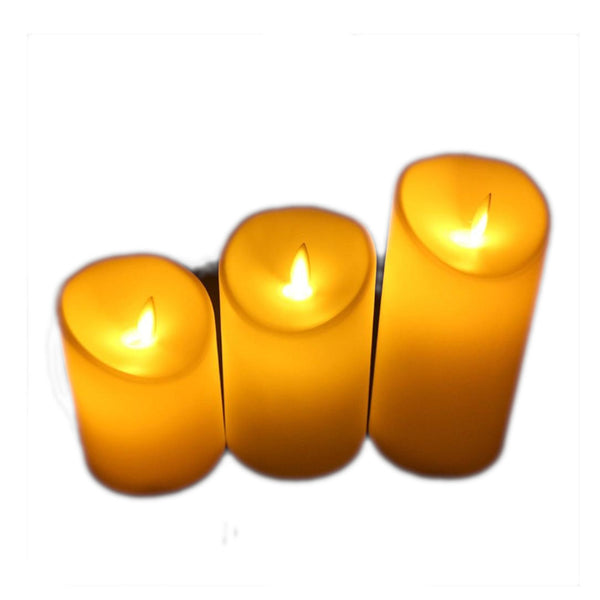 3Pcs Flameless Warm White Dancing Led Wax Candle Home Decor Candles