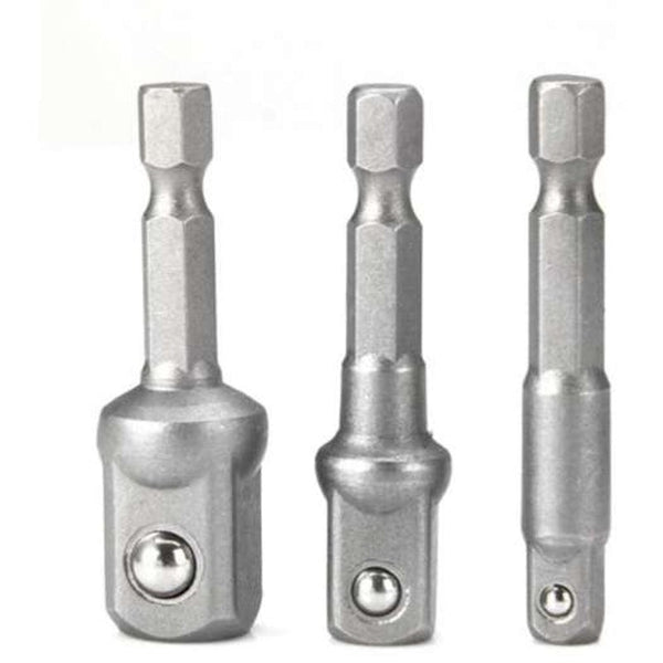 3Pcs 1 / 4 Inch Hex Socket Driver Adapter Set Gray Socket Wrenches