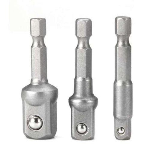 3Pcs 1 / 4 Inch Hex Socket Driver Adapter Set Gray Socket Wrenches