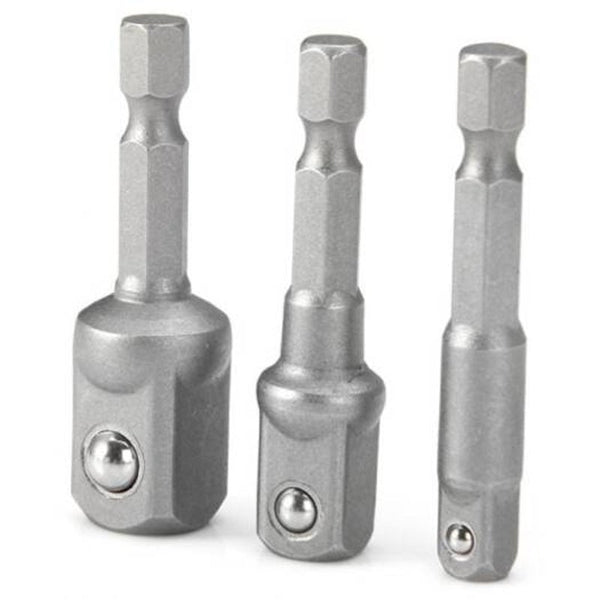 3Pcs 1 / 4 Inch Hex Socket Driver Adapter Set Gray Socket Wrenches