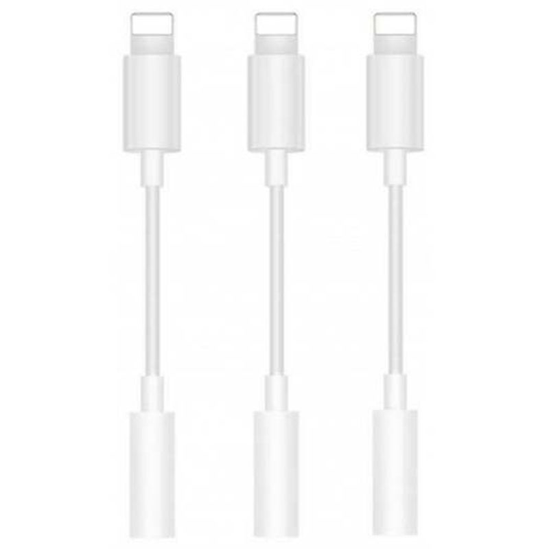 3Pcs 3.5Mm Jack Aux Earphone Audio Adapter Cable For Iphone 6 Plus / 7 White Cables & Adapters