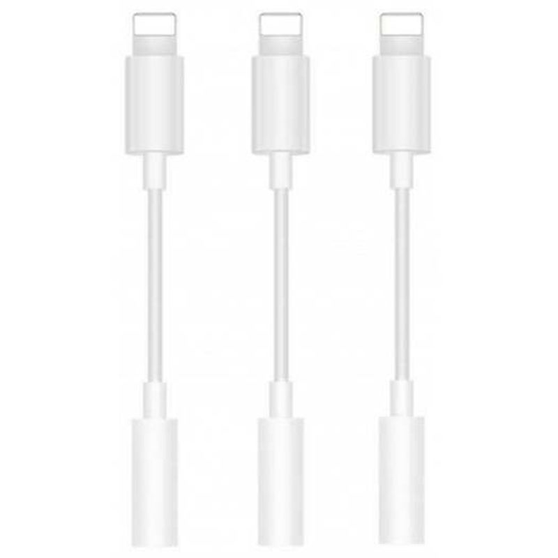 3Pcs 3.5Mm Jack Aux Headphone Audio Adapter Cable For Iphone 7 Plus / 6S White