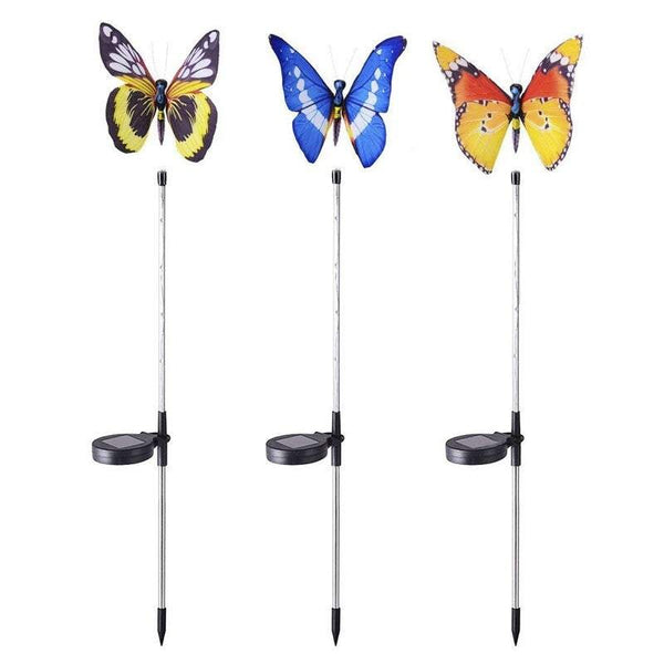 Garden Ground Lights 3Pcs Butterfly Solar Landscape 7 Color Changing Waterproof Decorative Lighting