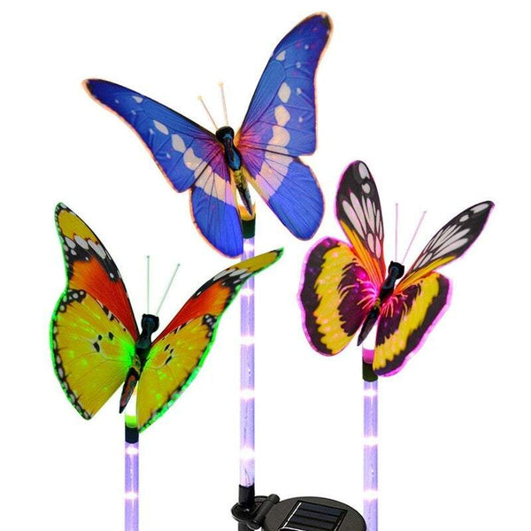 Garden Ground Lights 3Pcs Butterfly Solar Landscape 7 Color Changing Waterproof Decorative Lighting