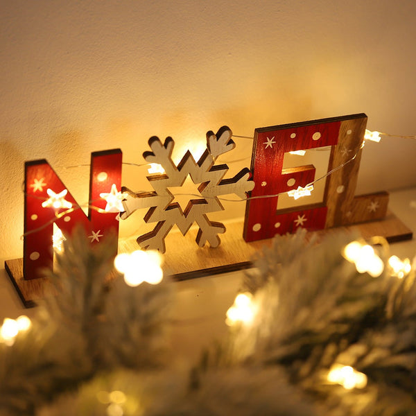 3Pcs Christmas Wood Decoration Xmas Mantel Table Top Rustic Decorative Ornaments