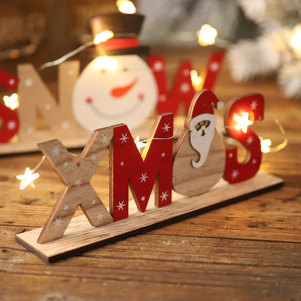 3Pcs Christmas Wood Decoration Xmas Mantel Table Top Rustic Decorative Ornaments
