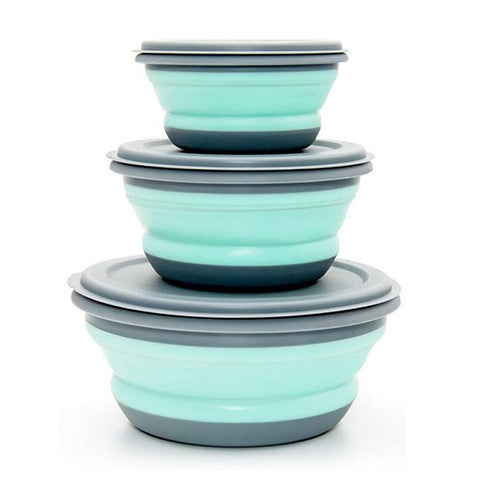 3 Pieces Collapsible With Lids Design Spacesaving Easy To Carry Bowls