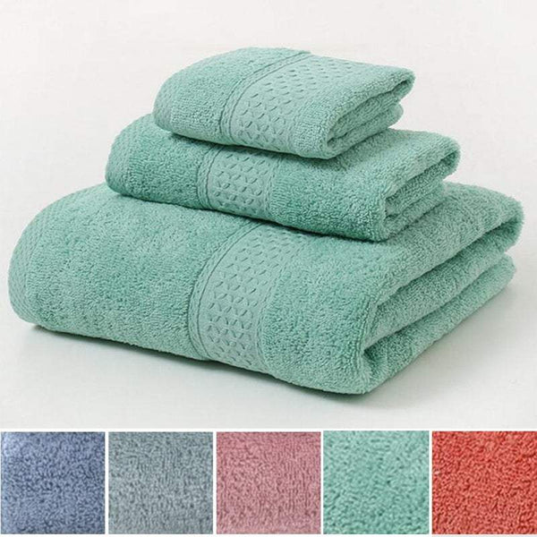 Towels 3Pcs Soft Cotton Set Lightweight Bath Towels & Washcloths