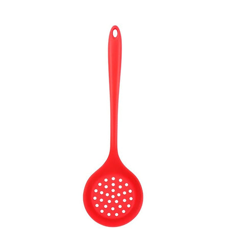 3Pcs Filter Spoon Colander Durable Heat Resistant Non Stick Cooking Strainer Kitchen Tool Silicone Long Handle