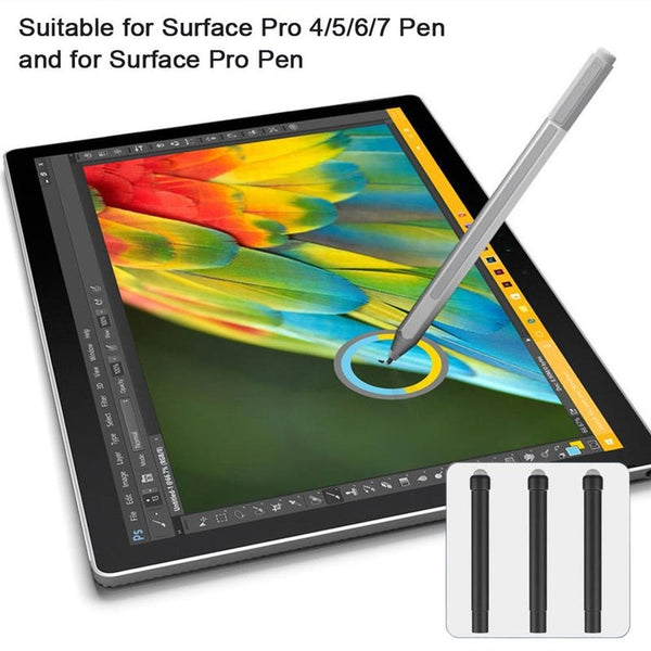 3Pcs High Sensitivity Pen Refill Sensitive Fine Rubber Nib Surface Tips Replacement For Surfacepro4567 Styluses