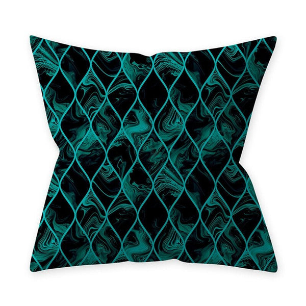 3Pcs Home Teal Blue Series Geometric Printing Throw Pillow Cover For Decoration