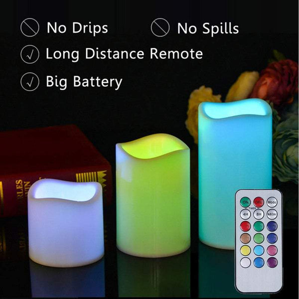 Table Desk Lamps 3Pcs Remote Control Colour Changing Led Candles