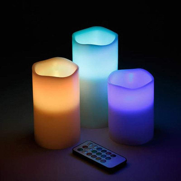 Candles Table Desk Lamps 3Pcs Remote Control Colour Changing Led