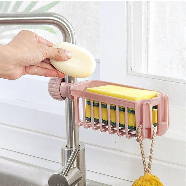 3Pcs Household Items Kitchen Sink Faucet Sponge Soap Cloth Rack Storage Organizer Holder Shelf