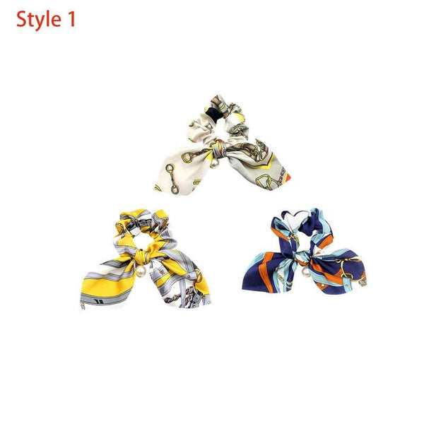 Hair Styling Products 3Pcs Floral Bowknot Scrunchies Fashion Ropes Hair Accessories
