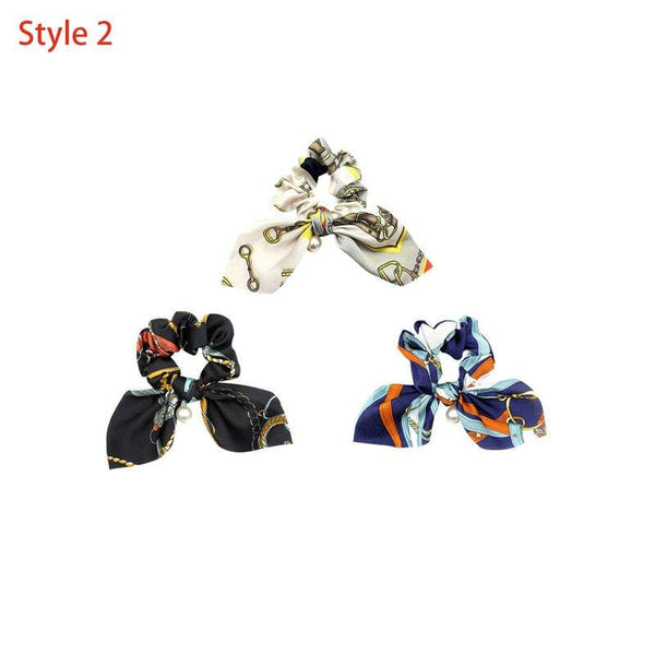Hair Styling Products 3Pcs Floral Bowknot Scrunchies Fashion Ropes Hair Accessories